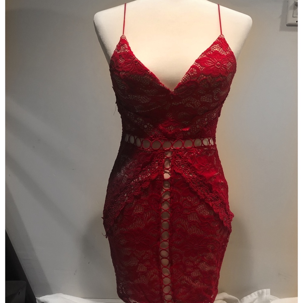 NWT red lace bodycon dress